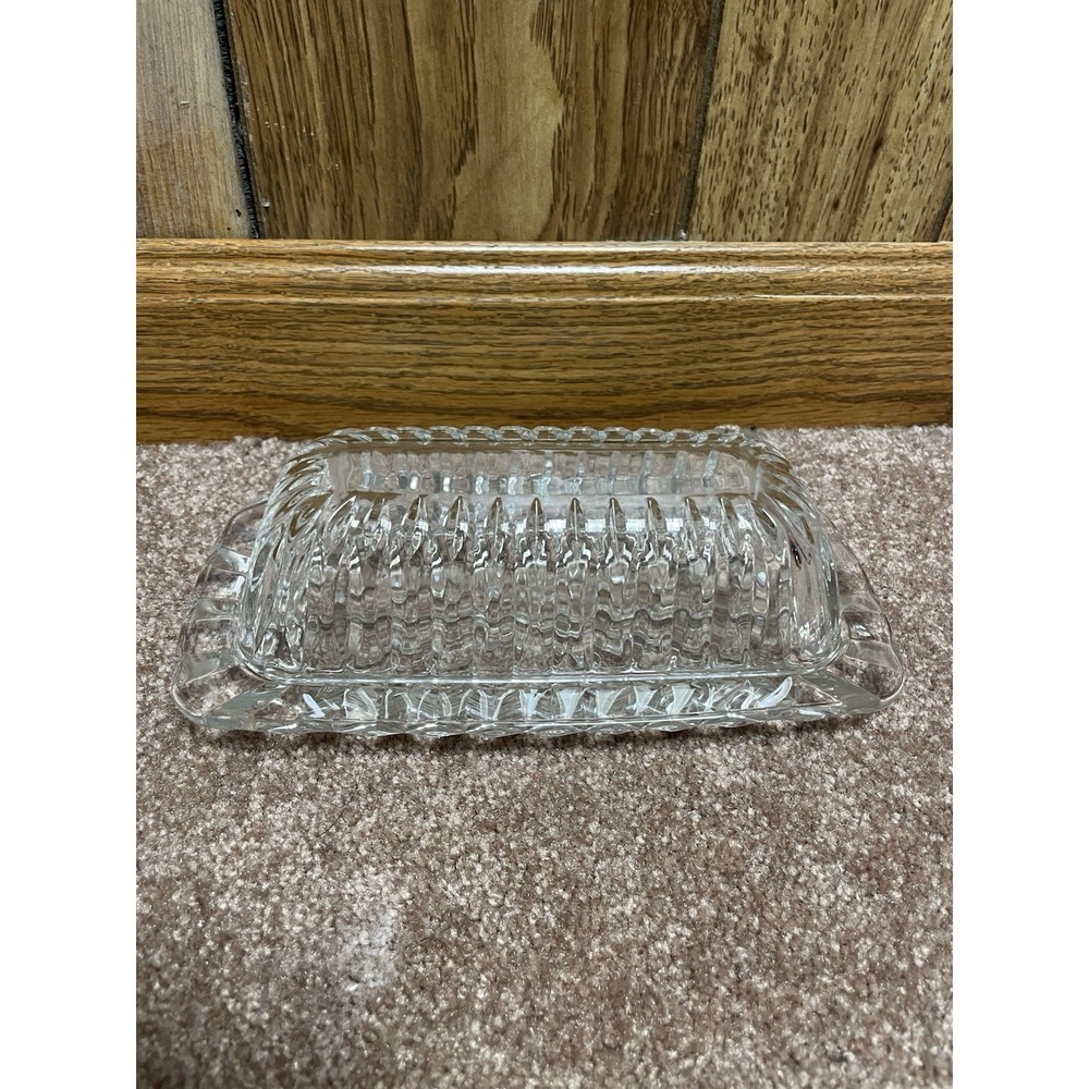 Vintage MIKASA Royal Suite 8" Crystal Clear Glass Butter Dish